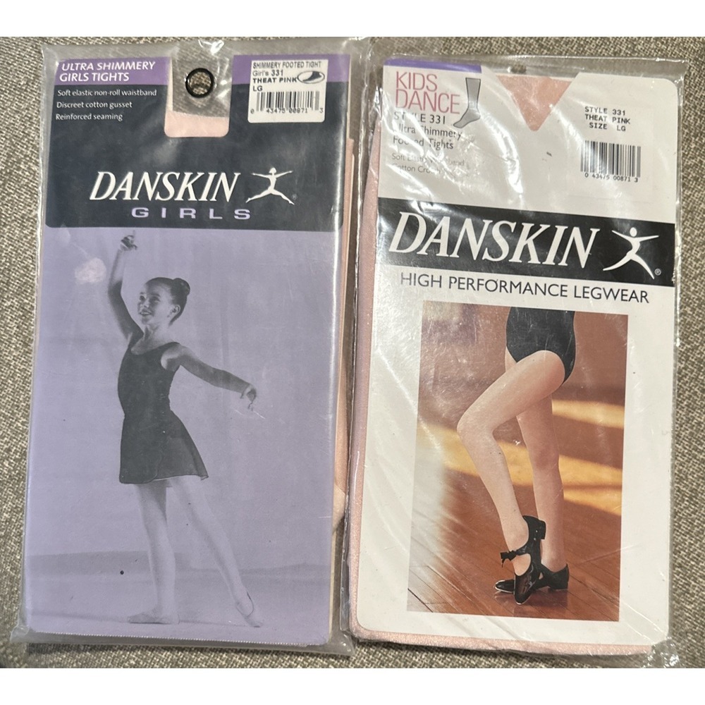 2 Danskin Ultra Shimmery Footed Tights Theat Pink Girl Large Styl 331 Dance Wear
